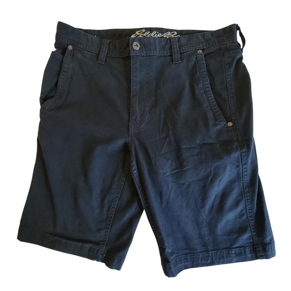 Eddie Bauer Utility Shorts Mens 32 (34) Black Canvas Stretch Outdoor Hiking